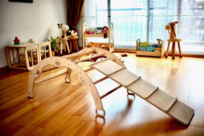 Montessori Climbing Set / Pikler Triangle, Climbing Arch & Ramp / 3 Pieces Set