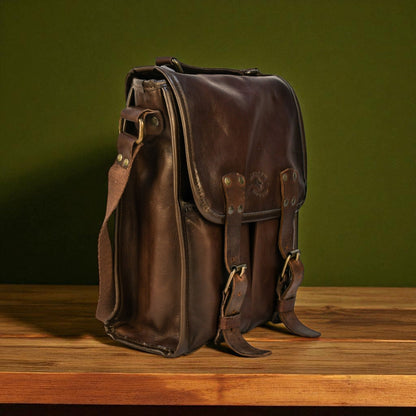 Bovine Leather Medium Satchel Bag - Brown