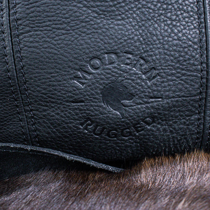 Leather Hide Laptop Bag - Black (Buckles)