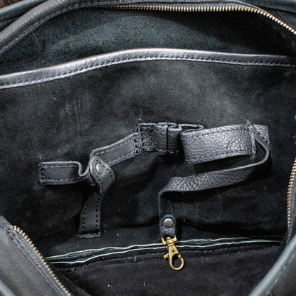 Leather Hide Laptop Bag - Black (Buckles)