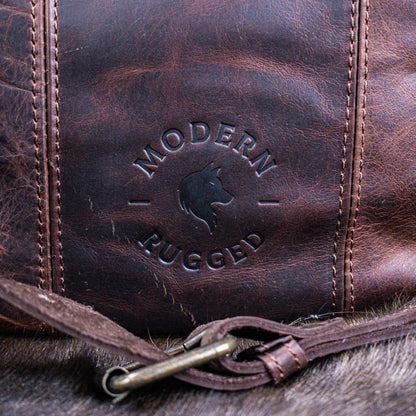 Leather Hide Laptop Bag - Rustic Mahogany and Brown (Clasps)