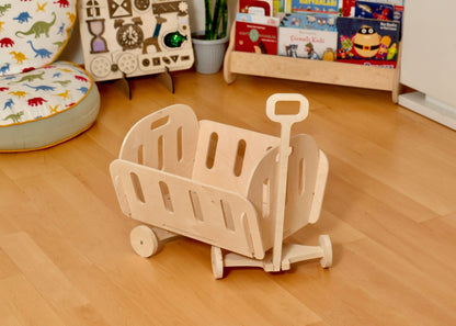 Eco-Friendly Montessori Wooden Toy Organizer Chest with Wheels