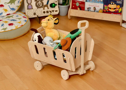 Eco-Friendly Montessori Wooden Toy Organizer Chest with Wheels